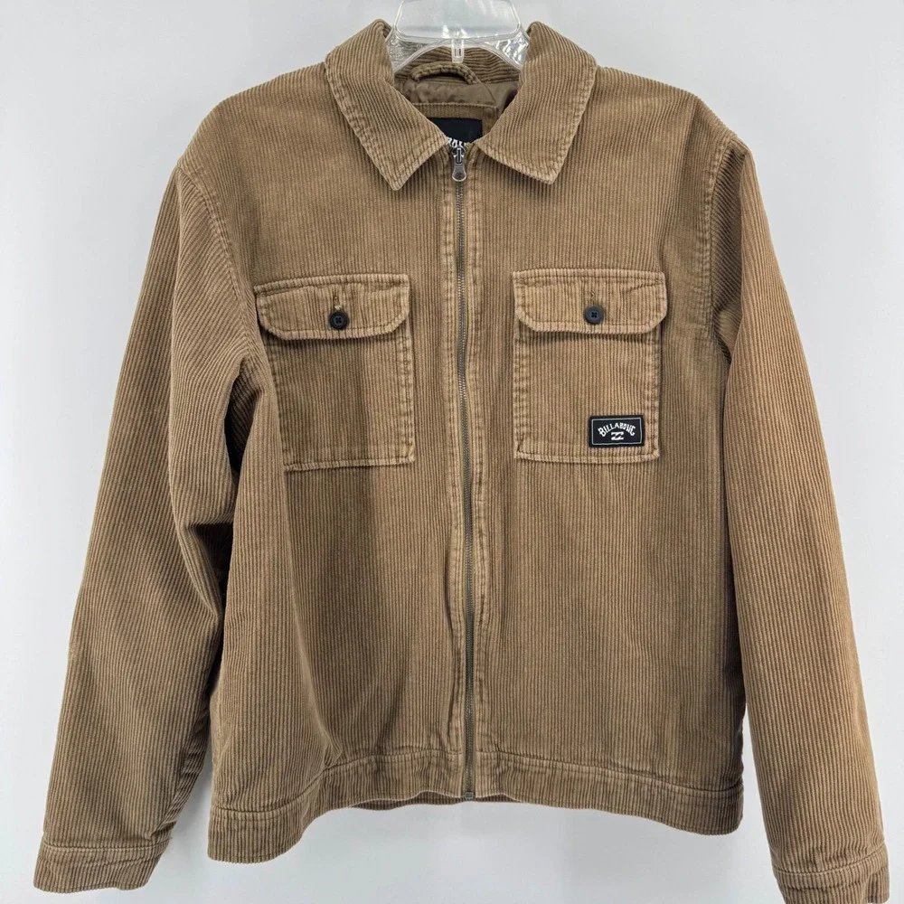 Billabong Mike Corduroy Jacket Mens Medium Tan Full Zip Trucker Workwear Coat